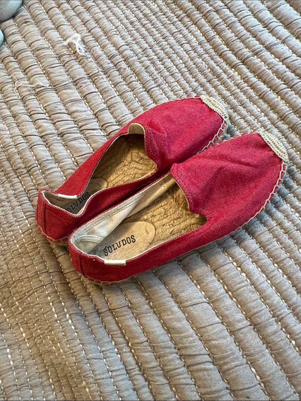 Soludos Red Canvas Espadrilles Slip-On Flats